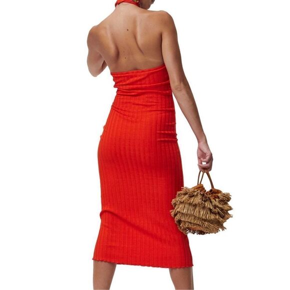 Simon Miller Janga Halter-Style ribbed bodycon stretch Midi Dress size XS NWOT - Picture 2 of 11